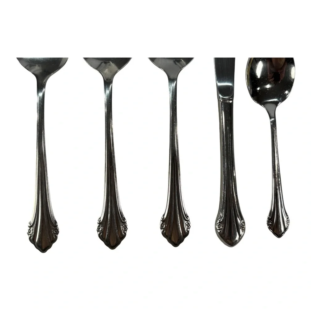 5 Pc Oneida Canada Bittersweet/Repose Serving Set Stainless Steel Spoons Knife